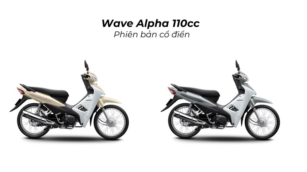 Wave Alpha 2024 phiên bản cổ điển với 2 màu Vàng trắng và Xám Trắng