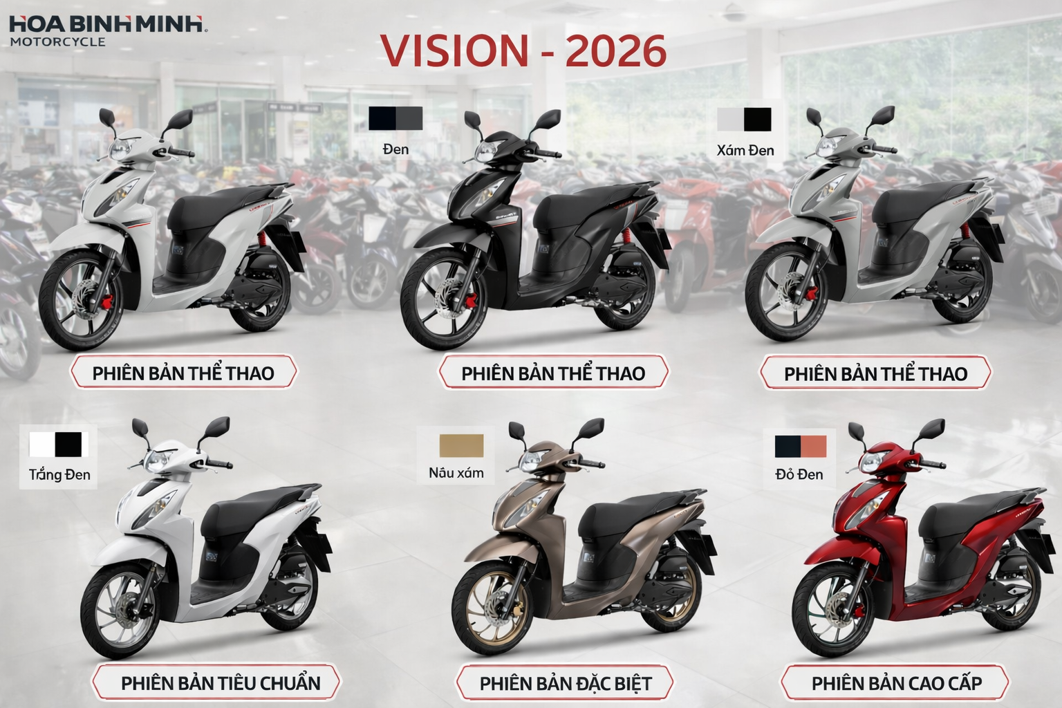 Tất cả các phiên bản và màu sắc của Vision 2026