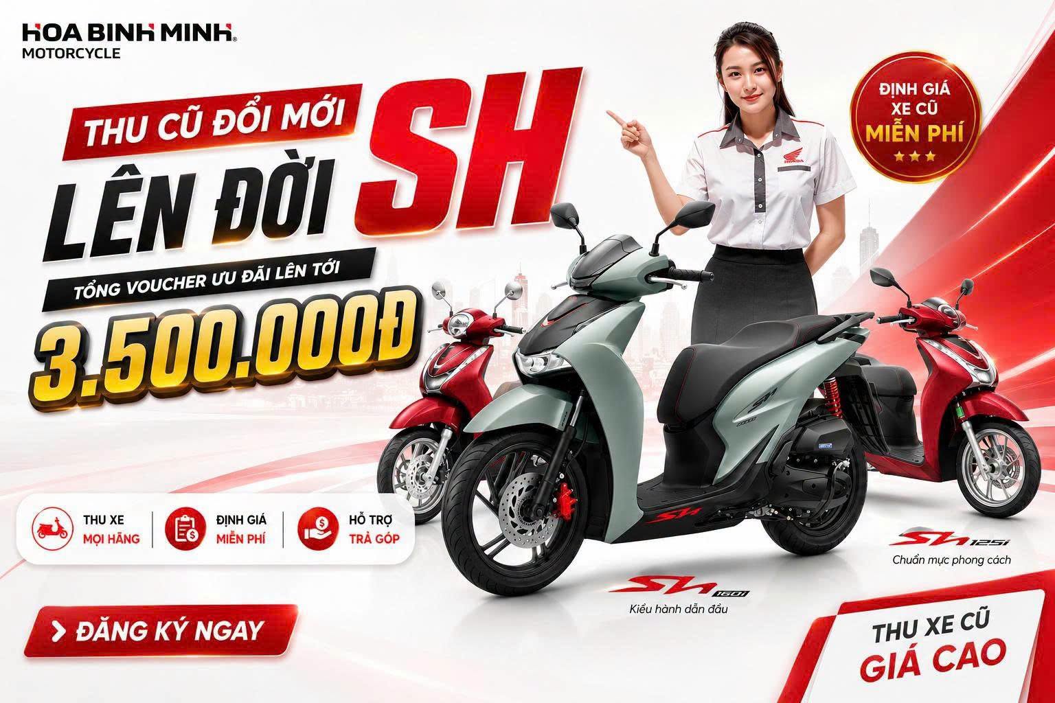 Đổi Xe Máy Cũ Lấy Xe Mới – Nhận Voucher Đến 3.500.000đ Khi Lên Đời SH Đổi Xe Máy Cũ Lấy Xe Mới – Nhận Voucher Đến 3.500.000đ Khi Lên Đời SH